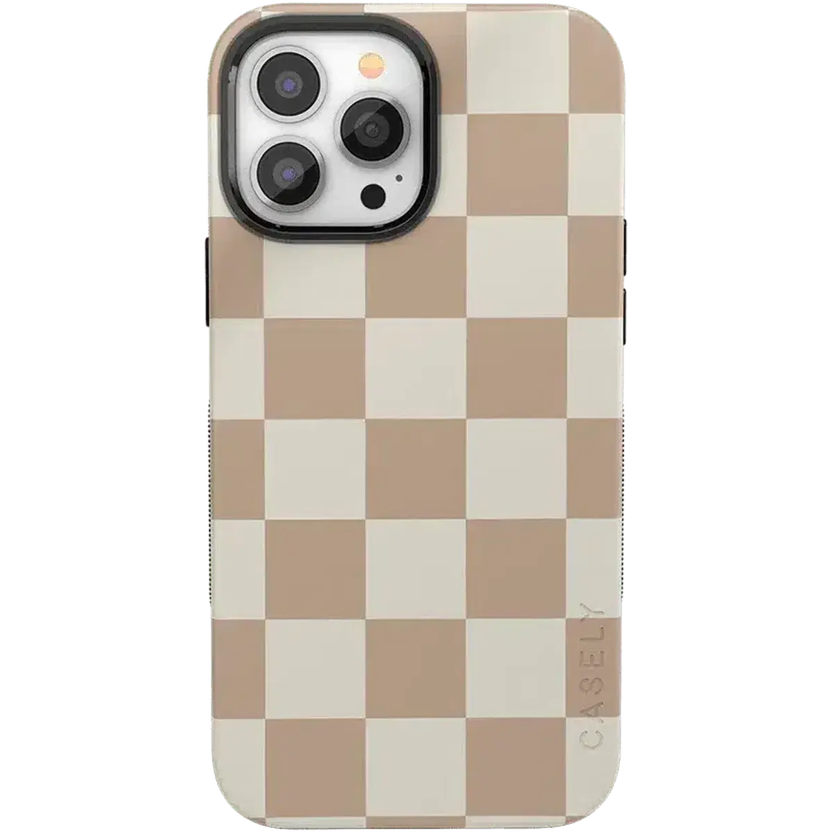 Casely iPhone 13 Pro Max Case | Fit Check | Neutral Checkerboard | Bold Protective Design | Compatible with MagSafe