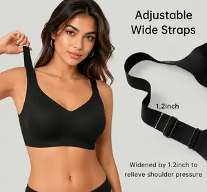 Women's Seamless Wireless Sporty Bras, Seamless Sports Bras, Exercise Bra, Medium Support, Adjustable Straps, Stripe Rib Design, Comfortable Fit