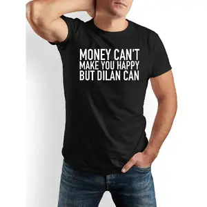 Men's Funny "Money Can't Buy But Can Buy Dilan" T-Shirt - Breathable Skin-Friendly Loose Fit Round Neck Casual Shirt Suitable for Sports & Casual Attire, Machine Washable Humorous Gift Apparel for
