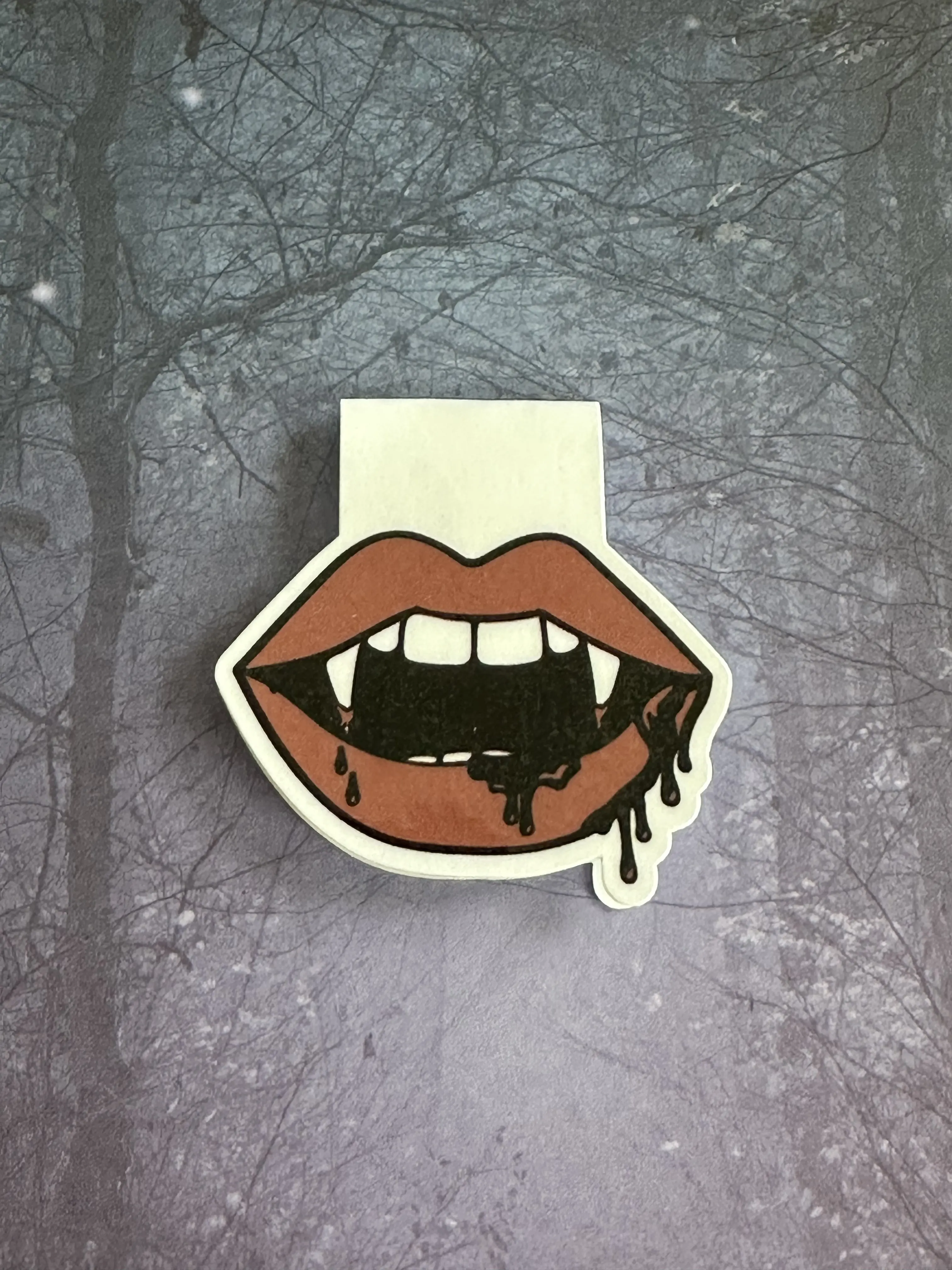 Vampire fangs magnetic bookmark double sided