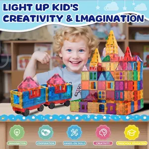 Magnetic Tiles Set, 77/100/127 Pieces, 3D Diamond Magnetic Building Blocks, Suitable for Kids Aged 3-9, Stem Educational Toy Gift