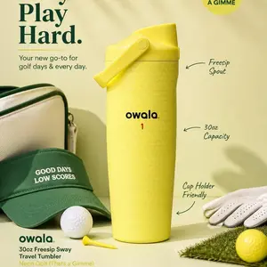 Owala 30oz FreeSip Sway Travel Tumbler Neon Golf That’s A Gimmie Leak Proof Insulated Water Bottle