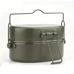 3pcs German Style Aluminum Mess Kit | Portable Military Utility Cans | Ideal for Camping, Hiking, Outdoor Cooking | Industrial Food Supply Equipment | No Components Included | Outdoor Safety | No Power, No Batteries camping  stove wood dad fire pit offset