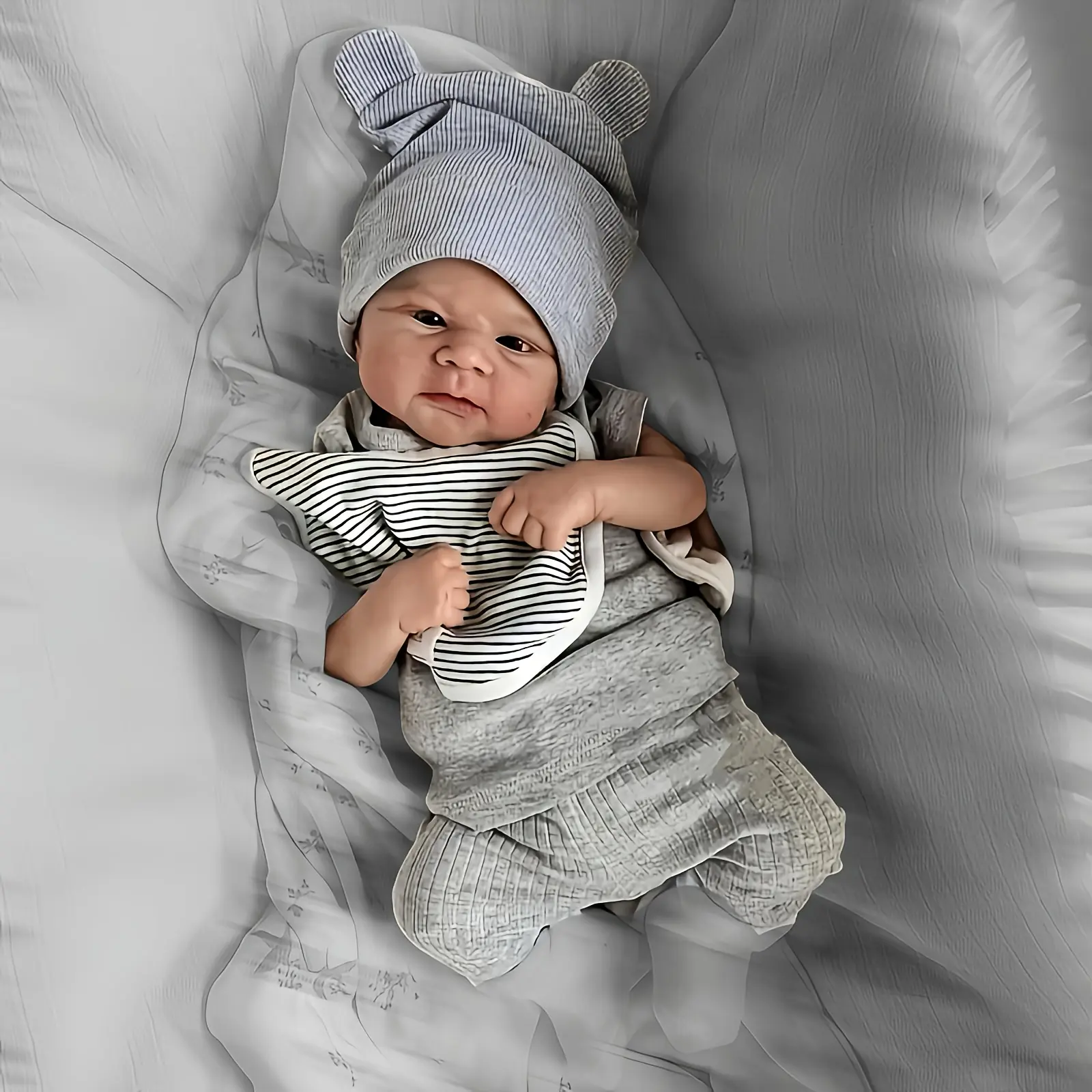 19in Pea Realistic Soft Reborn Baby Doll - Handmade Lifelike Vinyl Limbs & Head, Soft Fabric Body, Ideal for Birthday & Christmas Gifts (Toys & Hobbies, Dolls & Stuffed Toys), Realistic Soft Dolls, Lifelike Soft Dolls