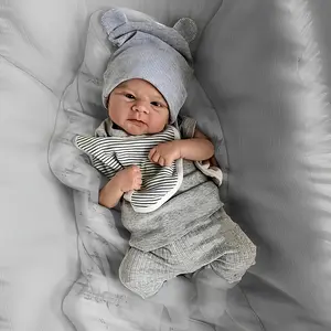 19-inch Newborn Reborn Baby Doll, Handmade Handcrafted with Realistic Vinyl Head, Realistic Vinyl Limbs, Soft Fabric Body, Open Eyes, Soft Cuddly Gift for Imaginative Play, Ideal for Birthday, Christmas Gifts