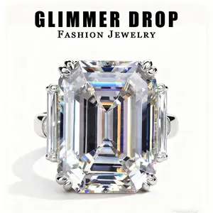 Women's Large Rectangular Pink Zircon Ring, Luxurious Engagement Wedding Statement Ring Cubic Zirconia Rings Brass Ring