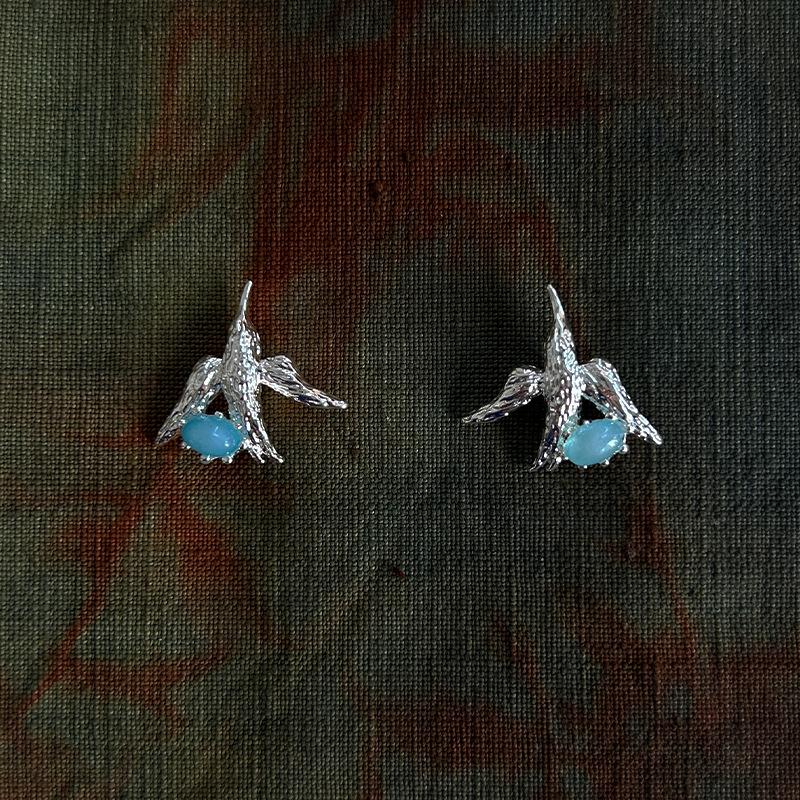 YEAHLOVE Vintage Swallow Bird Gemstone Statement Earrings | Retro Dainty Jewelry for Everyday Wear, Gifting & Good Fortune