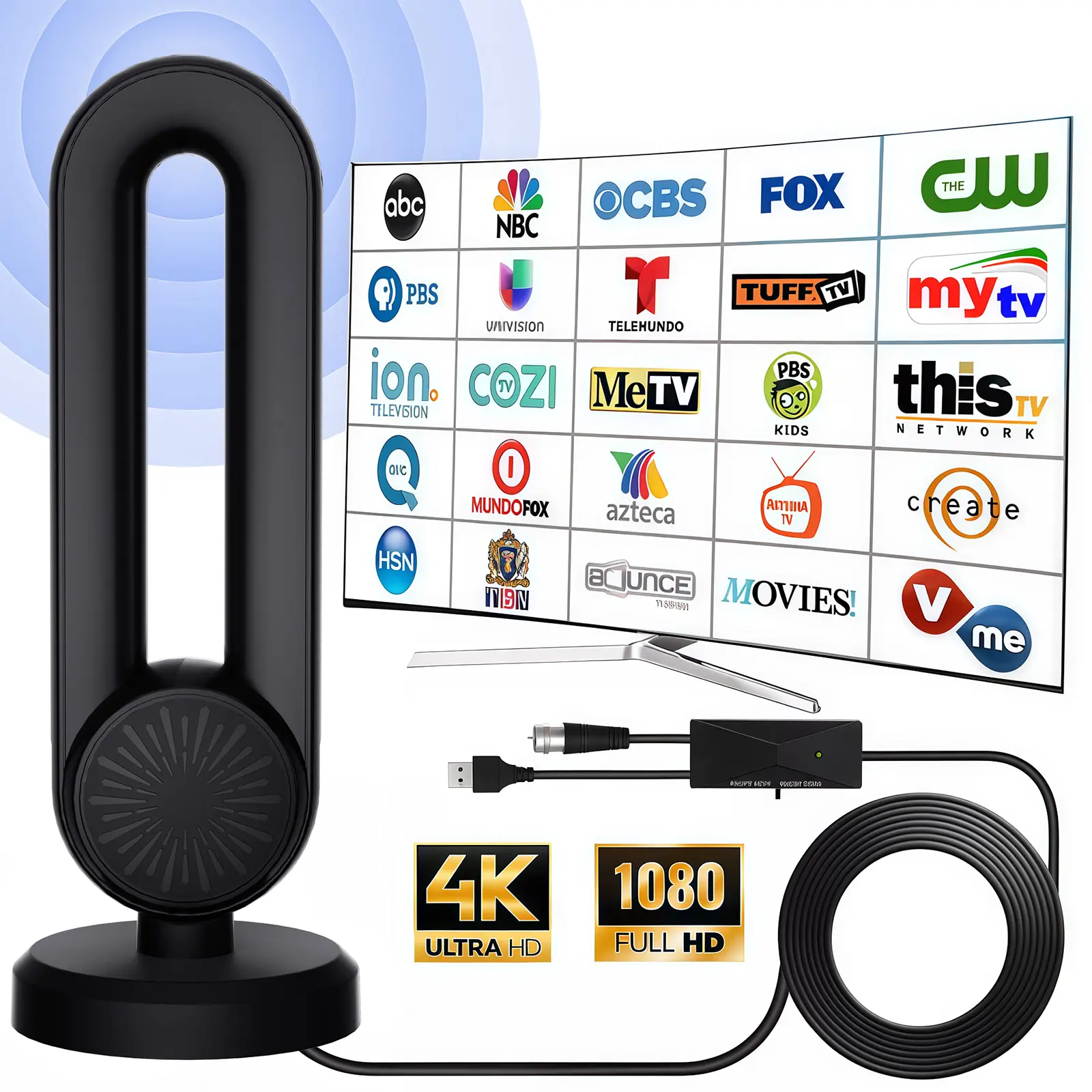 TV Antenna for Local Channels,Digital Indoor HD Antennas with Strong Magnetic Base, Easy Installation, Long Range Reception for Local Channels summerwins