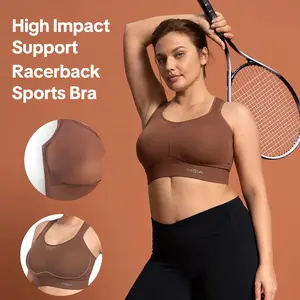 HSIA FlexCore High Impact Racerback Sports Wireless Bra Adjustable Support Full Coverage Fit for Yoga Workout Activewear