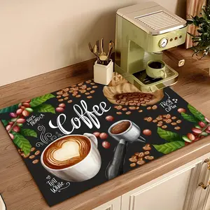 A Drying Mat for Tableware, Suitable for Coffee Machines, Kitchen Tables, And Countertops, Featuring Absorbent And Non-Slip Properties, Ideal for Kitchen And Dining Room Settings, As Well As Home Decor.
