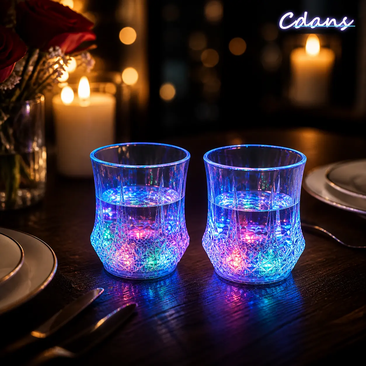 2-Piece Liquid-Activated LED Wine Glasses Set, Auto-Flashing Multicolor Glow Drinkware, Novelty Home Decor & Party Favors for Bar, Bachelorette, Wedding Events