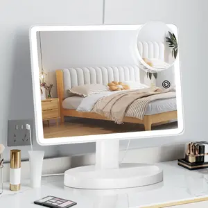 Large Lighted  Makeup Mirror with 88 LED, 360 Rotation  Screen, 10X Magnification Portable Tabletop  Make Up Mirror