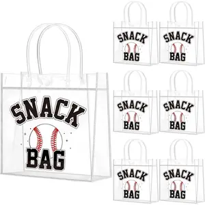 20 Pcs Baseball Snack Bags with Handles Reusable Baseball Goodie Bags for Candy Birthday Party Supplies 8 x 8 x 3.15''