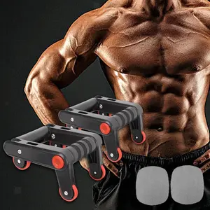 2-in-1 Ab Roller & Push-Up Bar Set – Heavy-Duty Core Workout Equipment with Non-Slip Handles, Knee Pad Included for Home Gym
