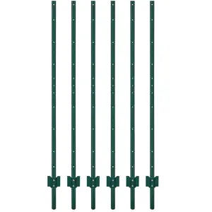 【GARVEE】5 Feet Metal Fence Posts U-Channel, 6-Pack No-Dig Steel Stakes for Garden, Yard, Lawn, Farm, Outdoor Wire Fencing, Heavy Duty U Post, 3-4-5Ft, Green