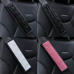 Creative Artificial Leather Car Seatbelt Shoulder Pads, Personalized Car Safety Strap Covers, Sponge Rubber Material, 2pcs Set, Car Interior Accessory