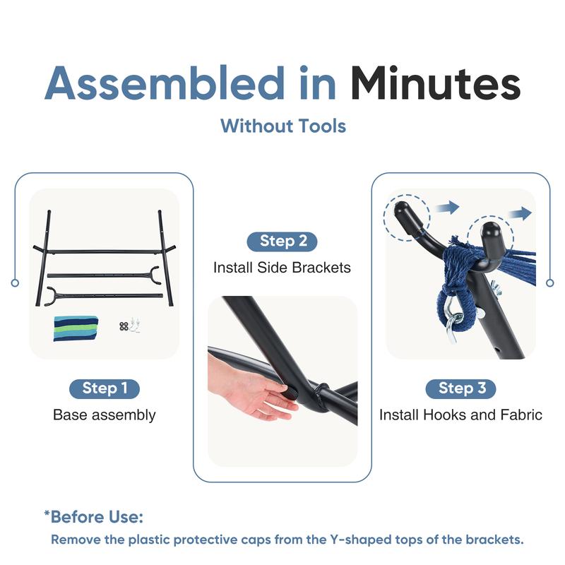 Double Hammock with Space Saving Stand, Heavy Duty Steel Frame, Portable for Outside & Indoor Use, 450lbs Capacity, Easy Assembly, Carrying Bag Included