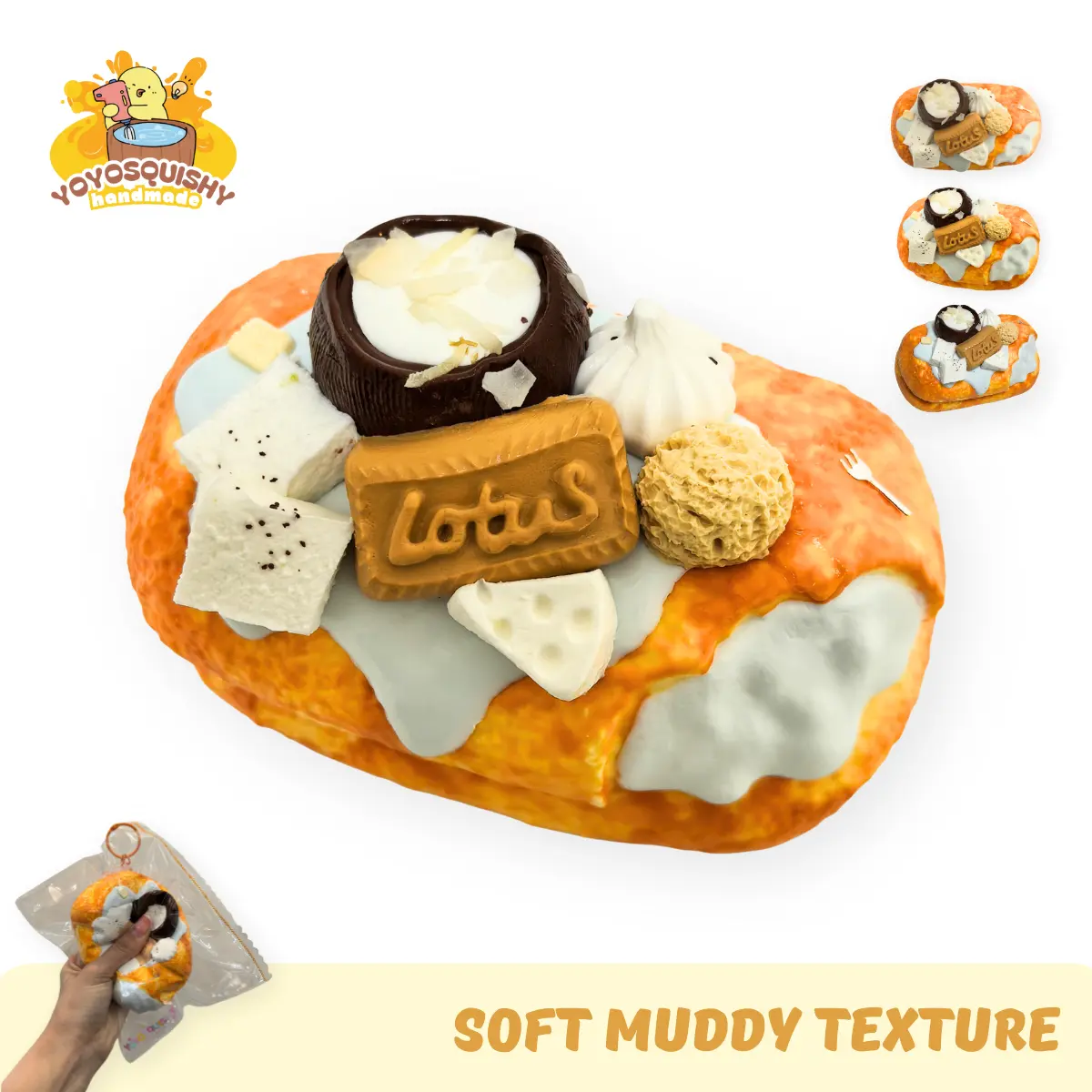 YOYOSQUISHY Sea Salt Coconut Mochi Soft Muddy Texture Taba Squishy Toy Handmade Food-Grade Silicone Stress Reliever Gift-Ready Box