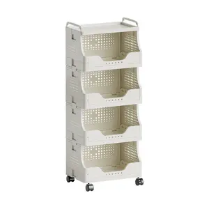 Indoor Storage Cart, Portable Movable Shelf, Large Capacity Rolling Organizer Cart for Home Use