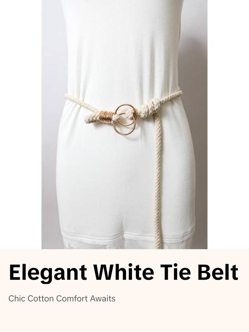 Double Circle Braided Rope Belt In Ivory Double Circle Braided Rope Belt In Ivory