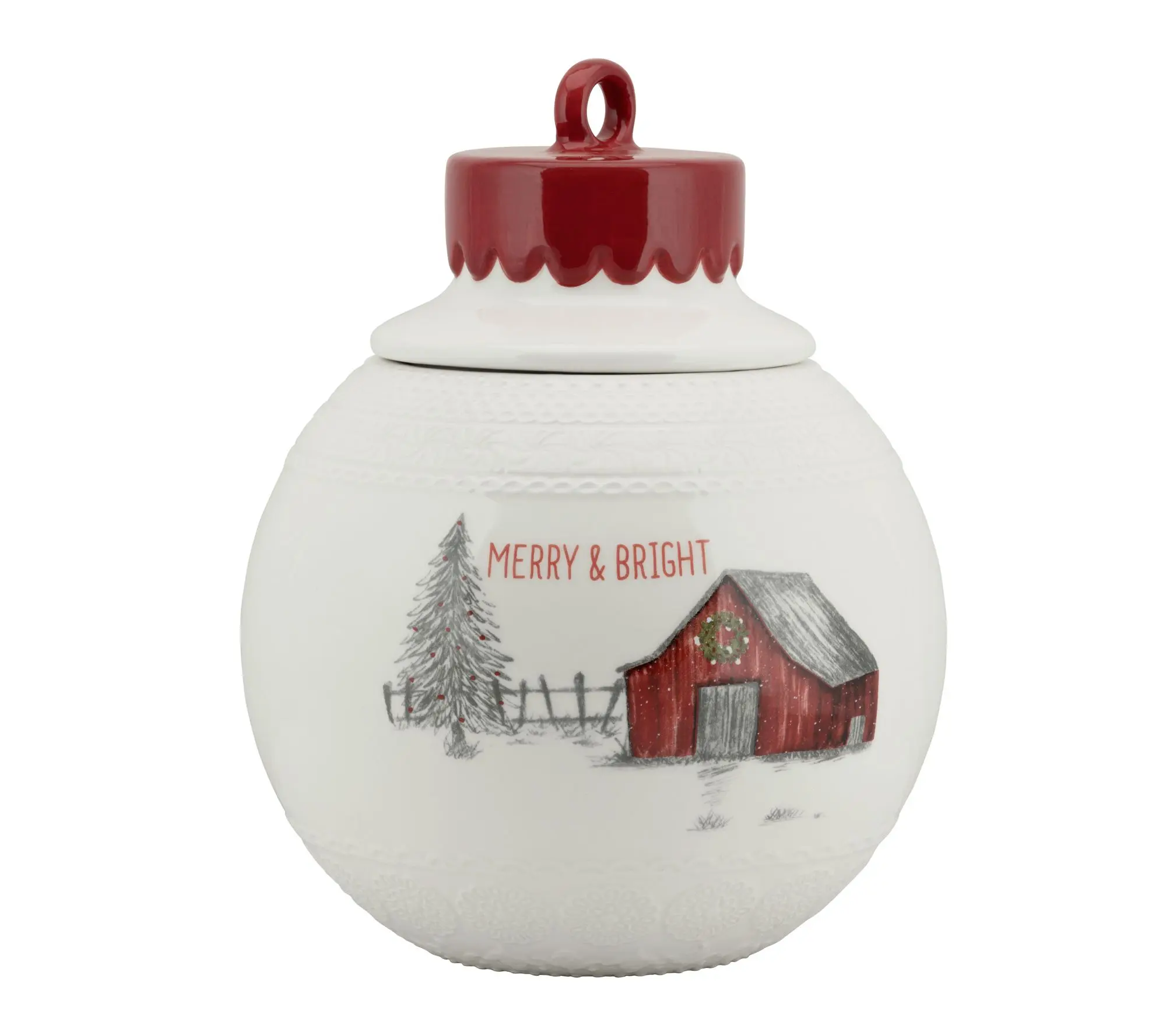 10 Strawberry Street "Merry & Bright" Ornament Cookie Jar