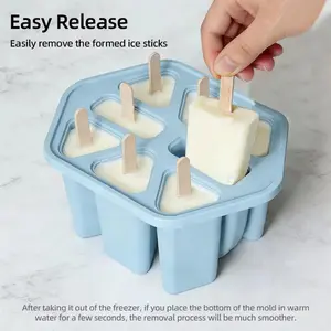 8 Popsicles Molds Silicone Popsicle Molds Easy Release Ice Cream Makers with 50PCS Popsicle Sticks