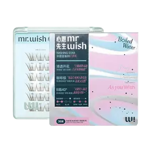 MR.WISH Wispy Cluster Lashes - No Glue Needed, 36 Clusters White Water Clear Brown Wispy Lashes for Natural Look, Wispy Eyelashes Extension