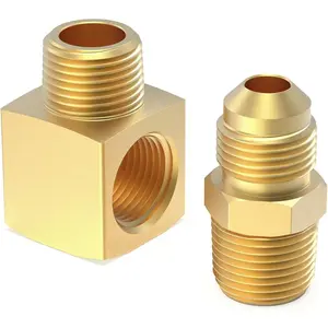 Mr. Heater Buddy Heater Brass Grill Connectors & Hose F273684 - 90  Barstock, Half-Union, 3/8" NPT Male Pipe x 3/8" NPT Female Pipe, 3/8" Flare