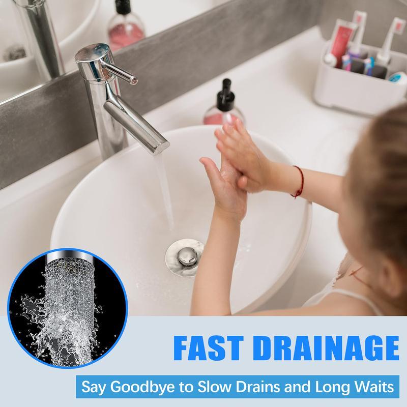 Metal sink filter made of 304 stainless steel-Bathroom Sink Drain Stopper-PopUp Drain with Stainless Steel Filter Basket Hair Catcher, Universal Replacement for 1.1-1.45 Inch Sinks