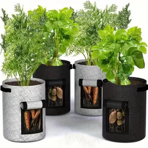 4PC 10-gallon potato planting bags, vegetable and onion home garden plant bags with handles, thickened PU gardening carrot, taro, and peanut planting bags, potato pots.