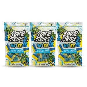 Chewy, Sweet, Soft, Sour Bite Strips Snack - BlueRazz Lemonade Flavor Candies, 3-Pack