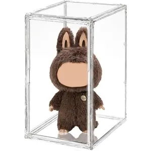 19.7"X14.6"X11.6"  Display Case with 2 Division Boards, Clear Organizer Box Plastic Holder with  Door for Handbags, Purses, Boots, Figures