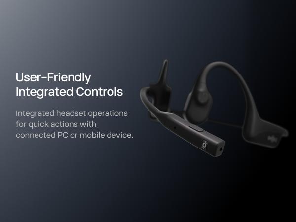 SHOKZ OpenComm2 - Open-Ear Bone Conduction Headphones, Wireless Bluetooth Computer Headsets with Noise Canceling Mic and Mute Button for Work, Call, Meeting, 16 Hours Talk Time for Mobile & PC, Black