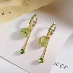 LisiZen Hydrangea Flower Earrings 14K Gold Plated Crystal Rhinestone Ball Drop Design, Retro Inspired Chic Statement Jewelry Elegant Earrings DZEH4117 Gift For Women