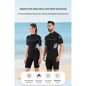 3mm one-piece short-sleeved wetsuit men's warm surf suit, deep diving thickened snorkeling suit, wetsuit women's