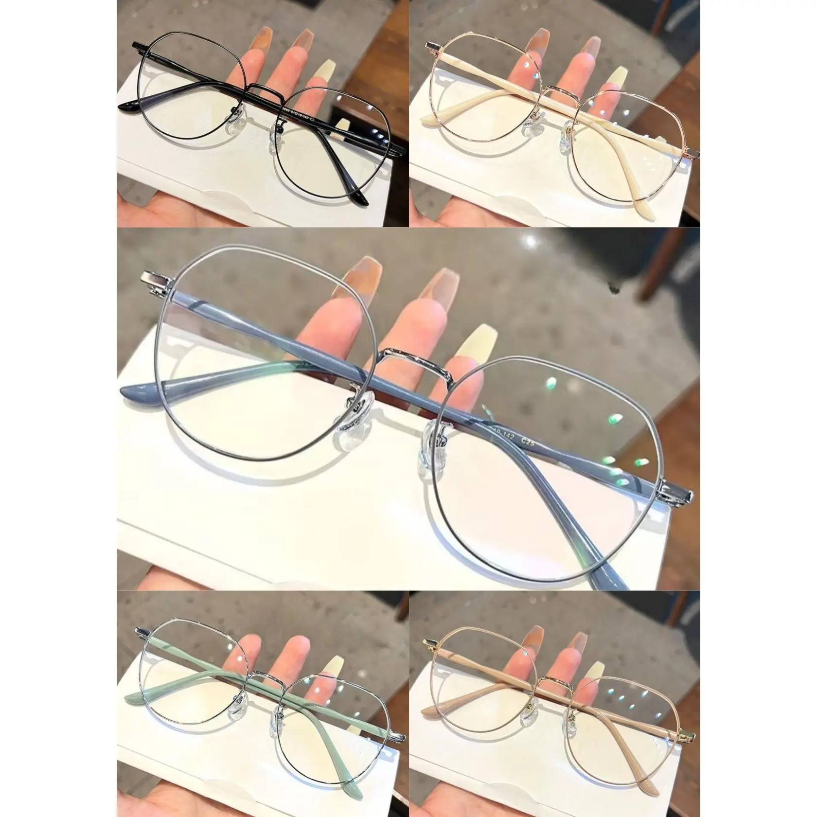Women's 2026 Fashion Anti Blue Glasses - Minimalist Eyeglasses with Sleek Metal Frame, Flat Lenses, Lightweight Design for Daily Use & Screen Time, Accessories For Women, Blue Lights Glasses Studying Gaming glasses for women