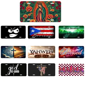 Virgin Mary Decorative front license plate.License Plate.front license plate.front license plate women.Decorated license plate.6x12 with 4 Holes