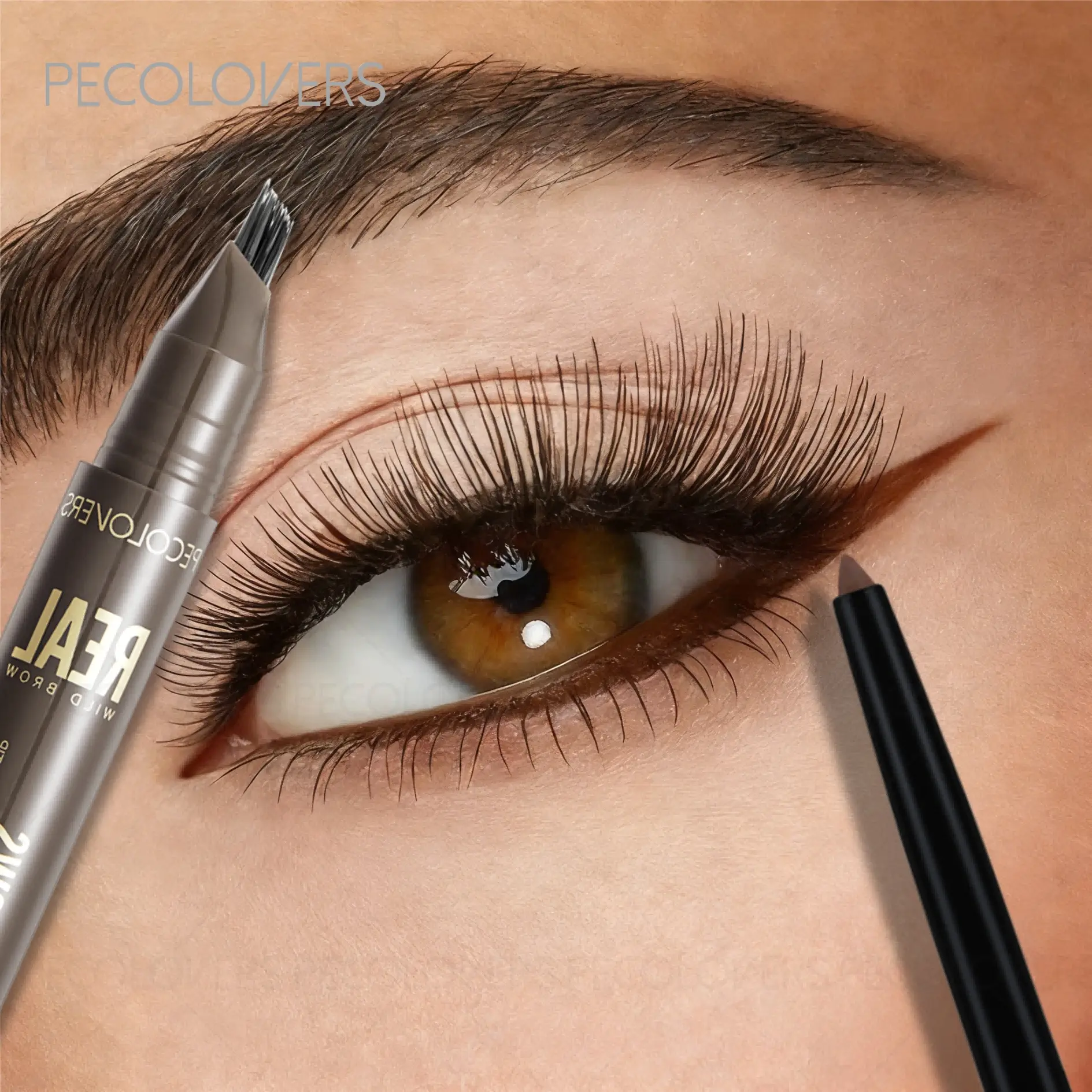 2PCS/SET Waterproof Eyeliner Gel Pen& Mult Split Tip Eyebrows, Long-Lasting Smudge-Proof Black Eyeliner Pen,Long-Lasting,Easy to Use