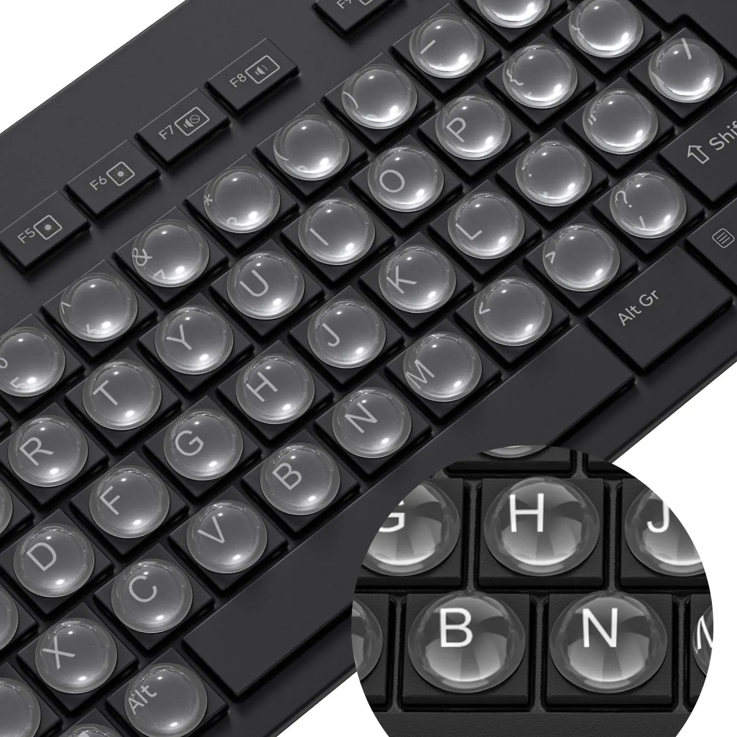 Glass Keyboard Stickers Cover for Long Nails, Ultra Clear Raised Keyboard Stickers with Transparent Adhesive, Reusable Nail Art Typing Glass Sticker