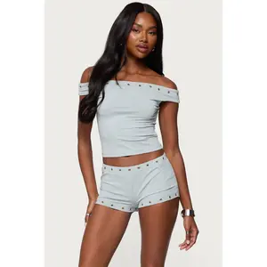 Neriah Grommet Off Shoulder Top