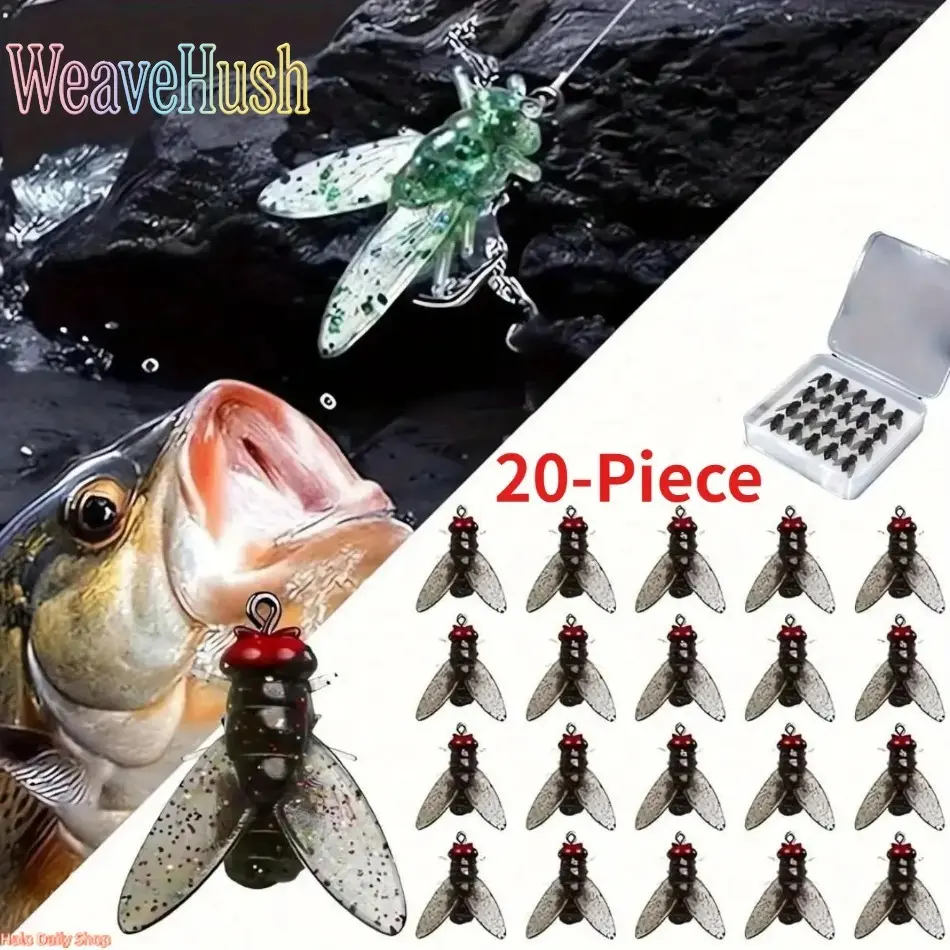 20-Piece Versatile Fishing Lure Set - Realistic Dry Flies, Swimming Baits and Spinning Lures for Freshwater and Saltwater Bass and Trout