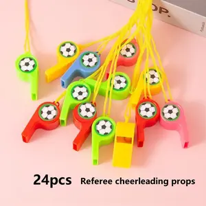 24pcs Multicolor Football Cheerleading Props High-Pitched Whistles, Ideal for Sports, Cheerleaders, Referees, Emergency Training, Parties