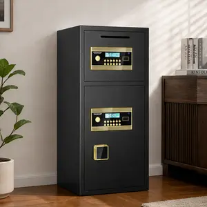 ARCH Large Double-Door Coin-Operated Digital Security Safe with Fireproof Waterproof Bag, 6.5 Cubic Feet, All-Steel Integrated Design, Hidden Code & Dual Alarm, Micro-Gap Anti-Pry, for Home Office Hotel, Black Steel, Black Color Options
