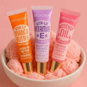 Broadway Sweet Summer Trio - Vita-Lip Mango Butter, Vita-Lip Vitamin E, Rosehip Oil Lip Glosses - Hydrating, Non-Sticky Shine, Real Oils for Soft, Kissable Lips