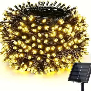 Outdoor Solar String Lights, 39ft 100 LED Waterproof Decorative Lighting, 8 Modes for Yard Fence Balcony Party Christmas Tree Decoration, Solar Strip Lights