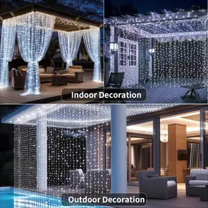 Curtain Light Battery Powered, 6x3m 600led Garden Fairy Curtain Light Outdoor Waterproof with Remote Control, 8 Mode Waterfall Garden Lighting Chain for Patio Gazebo Party Valentine's Day Decorations