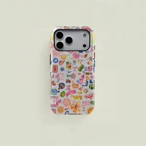Beach Fruit Flower Print Protective Phone Case Cover Casing, Durable Two-In-One Protection, Fits iPhone 17 16 15 14 13 12 Pro, Samsung Galaxy S25 S24 S23 S22 Ultra Series Accessories, Smartphone