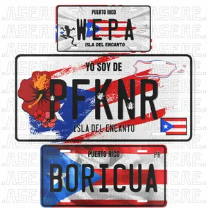 PUERTO RICO Decorative License Plate - 12x6 Inches, Corrosion-Resistant Aluminum,  Flags, Limited Edition, Easy Installation