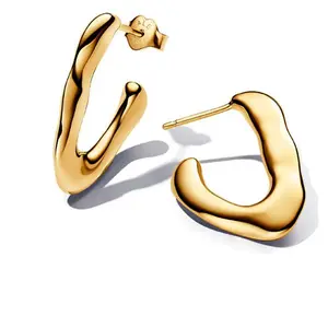 Pandora Organically V-shaped Open Hoop Earrings 14k gold plating 263290C00