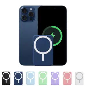 Portable charger，Portable iphone charger，Power bank charger，Magnetic power bank 5000mAh Magnetic Wireless Power Bank, Portable Charger with USB-C Input/Output, Compact Backup Battery Pack for Compatible Smartphones, Magnetic Ring Included